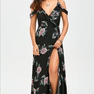 Floral Cold Shoulder Wrap dress Medium